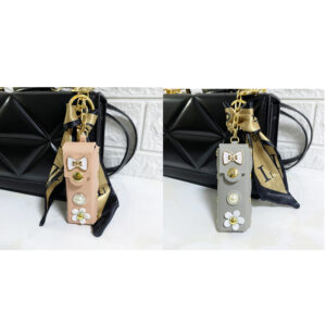 Pack Chapstick Keychain Holder, Soft Leather Lipstick Case for Women Girls, Portable Small Lipstick Organizer for Travel (Grey & Pink)