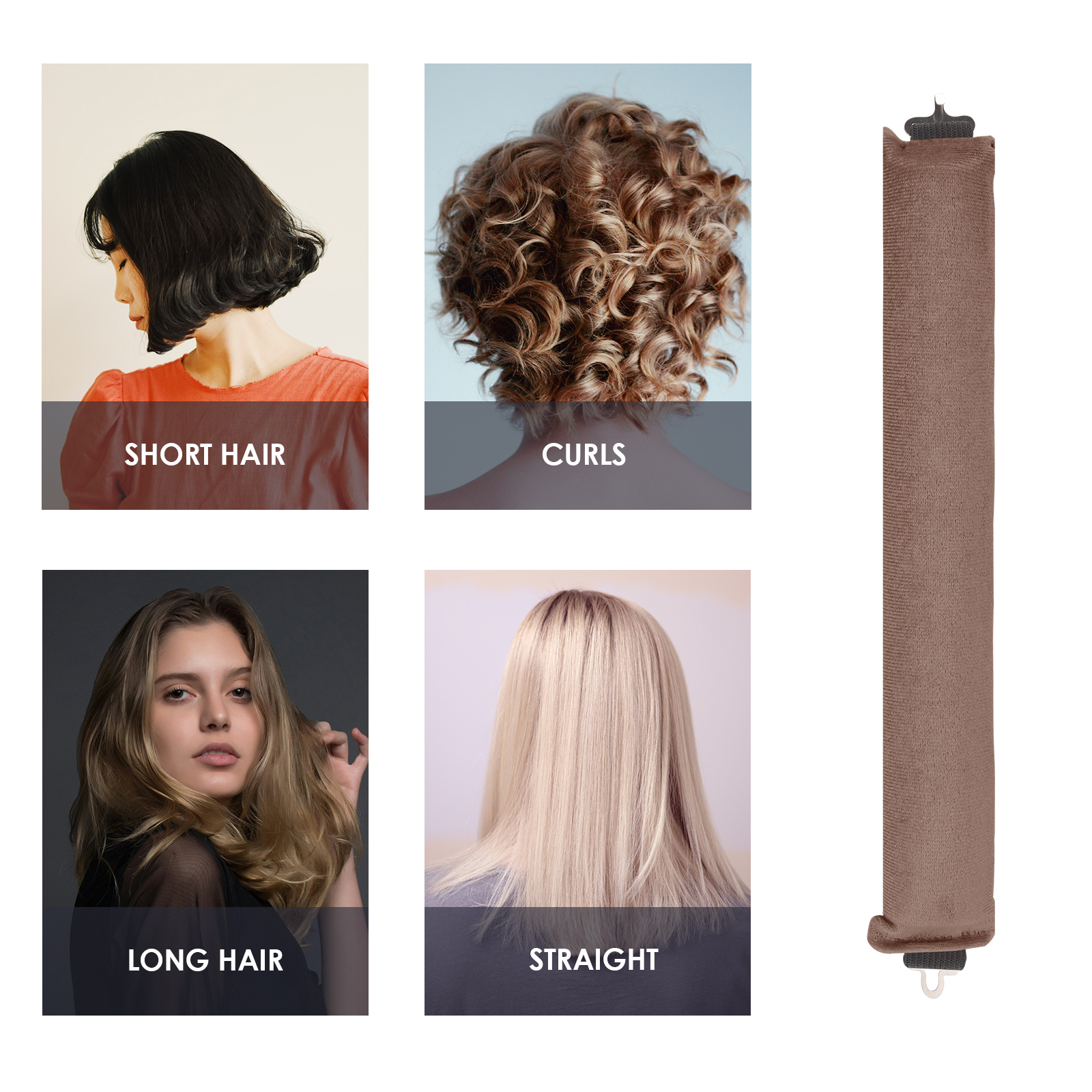 3 Pack Heatless Hair Curler, Flexible Satin Heatless Hair Rollers, Soft DIY Wave Hair Rollers Styling Tool for Long Medium Hair Curls (Khaki) - Image 6