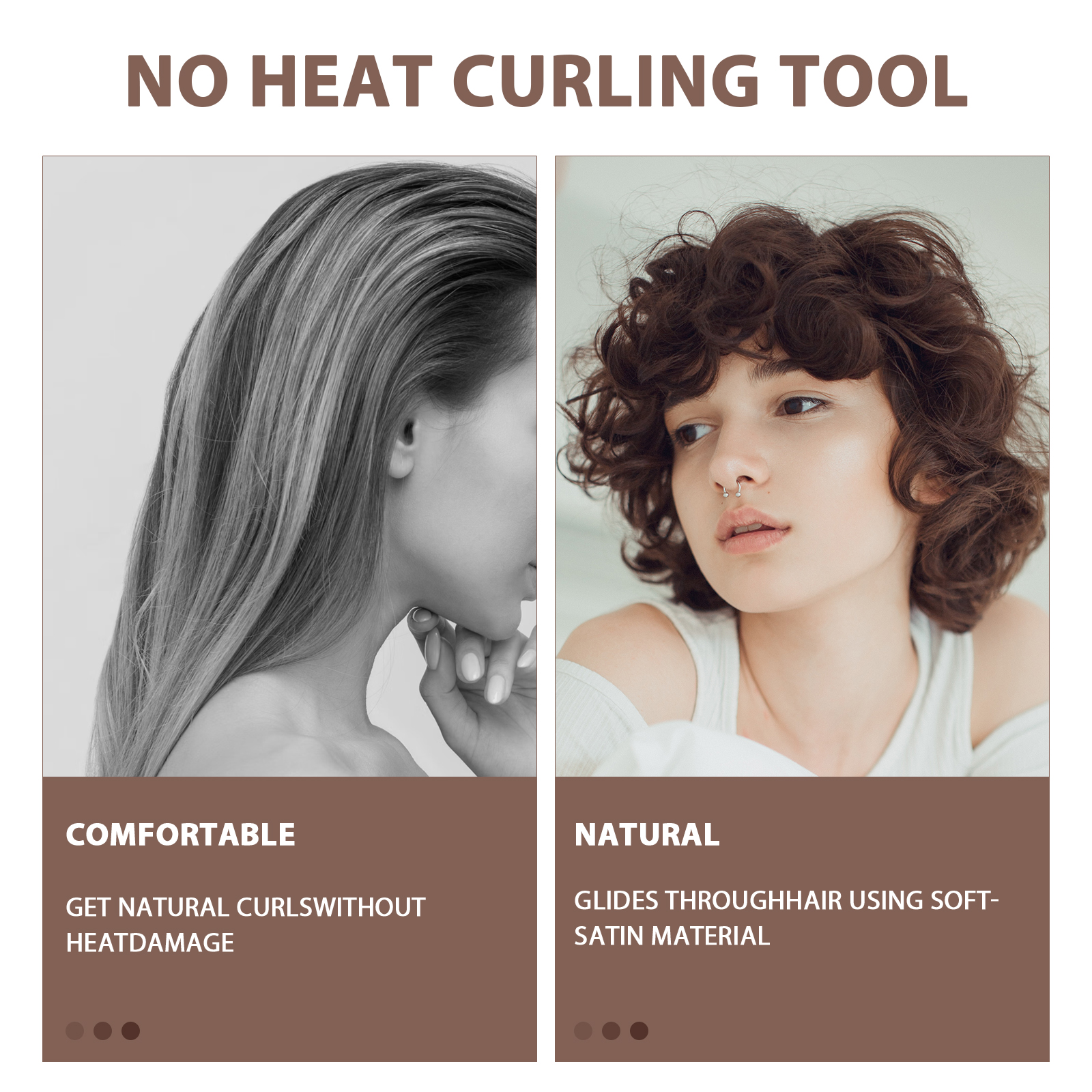 3 Pack Heatless Hair Curler, Flexible Satin Heatless Hair Rollers, Soft DIY Wave Hair Rollers Styling Tool for Long Medium Hair Curls (Khaki) - Image 15