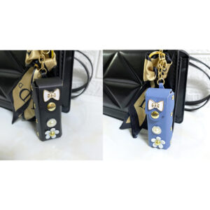 Pack Chapstick Keychain Holder, Soft Leather Lipstick Case for Women, Portable Small Lipstick Organizer for Travel (Black & Blue)