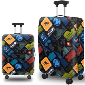Travel Luggage Cover Protector, Washable Elastic Suitcase Cover, Luggage Protective Cover for 29-32 Inch Luggage (Background Landmark, XL)