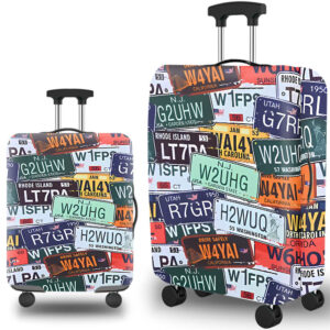 Travel Luggage Cover Protector, Washable Elastic Suitcase Cover, Luggage Protective Cover for 26-28 Inch Luggage (License Plate, L)