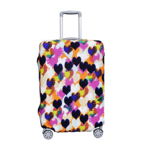 Travel Luggage Cover Suitcase Protector, Washable Suitcase Cover Fits 24 Inch Luggage, Elastic Suitcase Protective Cover (L, Heart)