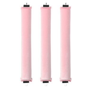 3 Pack Heatless Hair Curler, Flexible Satin Heatless Hair Rollers, Soft DIY Wave Hair Rollers Styling Tool for Long Medium Hair Curls (Pink)